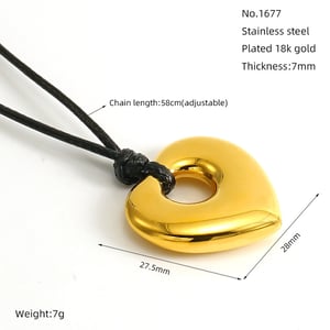 1 piece simple series classic heart stainless steel  gold plated women pendant necklaces h5 Picture2
