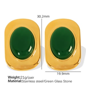 1 pair classic series retro geometric stainless steel  gold plated women stud earrings h5 Picture2
