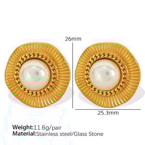 1 Paar Ohrstecker für Damen, Retro-Stil, geometrischer Stil, Edelstahl, 18 Karat vergoldet, Strass h5 Bild2