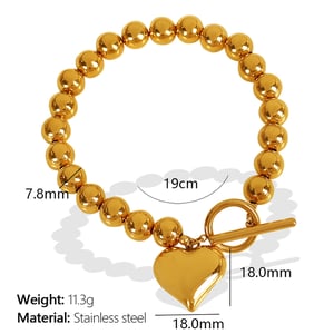 1 piece simple series simple heart stainless steel  gold plated women charm bracelets h5 Picture2