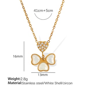Collar con colgante de acero inoxidable chapado en oro de 18 quilates con diamantes de imitación para mujer, serie simple, geométrico, 1 unidad h5 Imagen2