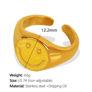 1 pair simple series simple cartoon stainless steel  gold plated women adjustable rings h5 Picture2