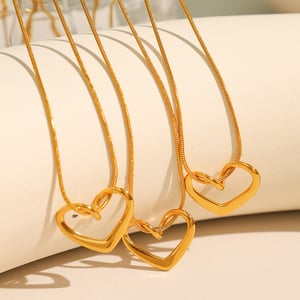 1 piece simple series simple heart stainless steel  gold plated women pendant necklaces h5