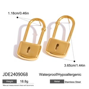 1 pair simple series  locker stainless steel  gold plated women stud earrings h5 Picture2