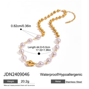 1 piece luxurious series  line stainless steel  gold plated artificial pearl women beaded necklaces h5 Picture2