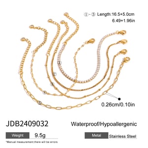 1 piece simple series  line stainless steel  gold plated rhinestone women chain bracelets h5 Picture2