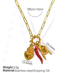 1 piece simple series retro heart stainless steel  gold plated women pendant necklaces h5 Picture2
