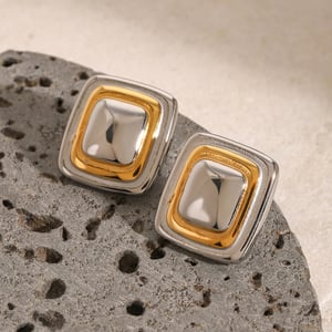 1 Paar Simple Series Einfache viereckige Ohrstecker aus Edelstahl 18 Karat vergoldet für Damen h5 