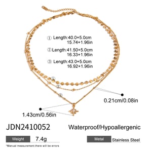 1 piece classic series retro sun/moon stainless steel  gold plated rhinestone women layered necklaces h5 Picture2