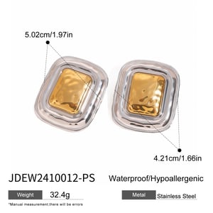 1 pair simple series simple quadrilateral stainless steel  gold plated women stud earrings h5 Picture2