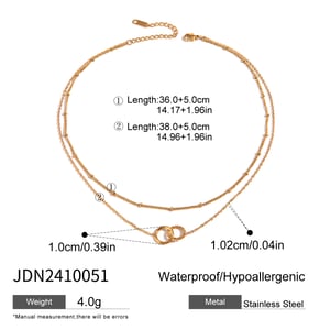 1 Stück Simple Series Einfache ringförmige Edelstahl 18 Karat vergoldete Damen-Mehrfachketten h5 Bild2