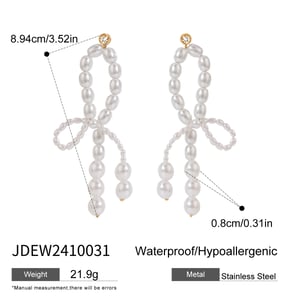 1 pair luxurious series elegant line stainless steel  gold plated artificial pearl women drop earrings h5 Picture2