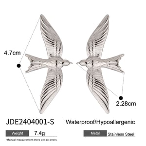 1 pair classic series elegant bird stainless steel  gold plated women stud earrings h5 Picture2