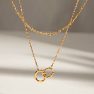 1 Stück Simple Series Einfache ringförmige Edelstahl 18 Karat vergoldete Damen-Mehrfachketten h5 