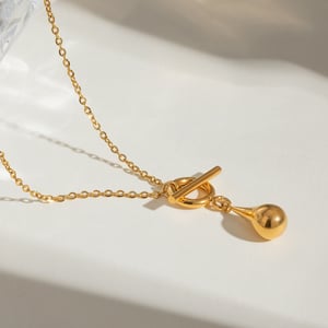 1 Stück Simple Series Daily Droplet Edelstahl 18 Karat vergoldet Damen-Anhänger-Halsketten h5 
