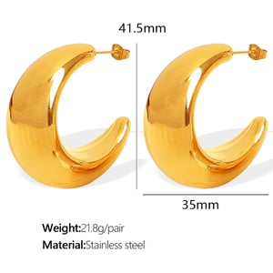 1 pair simple series classic solid color stainless steel  gold plated women hoop earrings h5 Picture2