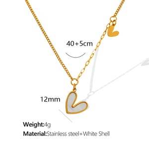 1 piece simple series simple heart stainless steel  gold plated shell women pendant necklaces h5 Picture2