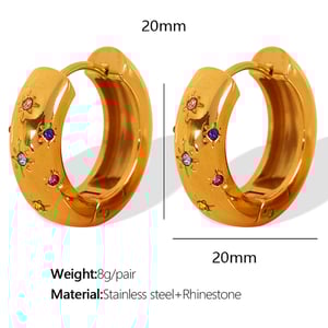 1 pair simple series retro geometric stainless steel  gold plated rhinestone women hoop earrings h5 Picture2