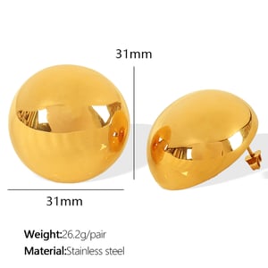 1 pair simple series simple solid color stainless steel  gold plated women stud earrings h5 Picture2