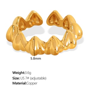 1 pair simple series simple heart copper  gold plated women adjustable rings h5 Picture2