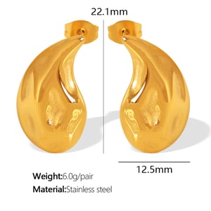 1 pair simple series classic droplet stainless steel  gold plated women stud earrings h5 Picture2