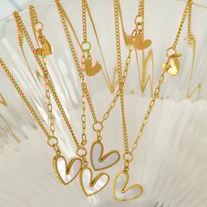 1 piece simple series simple heart stainless steel  gold plated shell women pendant necklaces h5