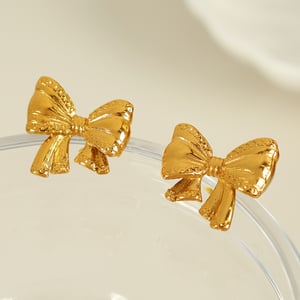 1 Paar romantische Serie süße Schleife Knoten Edelstahl 18 Karat vergoldet Frauen Ohrstecker h5 