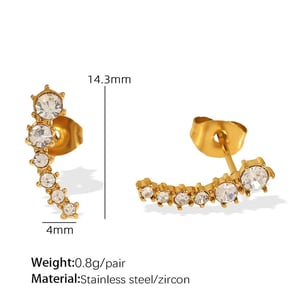 1 pair luxurious series daily geometric titanium steel  gold color plated rhinestone women's stud earrings h5 Picture2