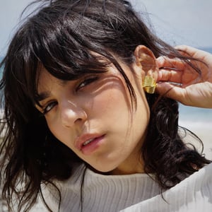 1 pair fashion simple style commute geometric stainless steel  gold plated women's stud earrings h5 Picture2