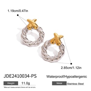1 Pair Modern Series Minimalistic Design Geometric Stainless Steel Gold Color Women's Stud Earrings h5 Picture2
