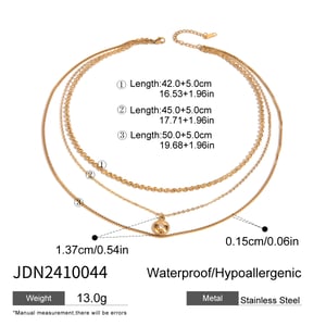 1 piece classic series elegant annular stainless steel  gold plated rhinestone women layered necklaces h5 Picture2