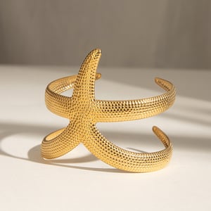 1 piece simple series elegant starfish stainless steel  gold plated women bangles h5