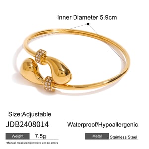 1 piece simple series simple droplet stainless steel  gold plated rhinestone women bangles h5 Picture2