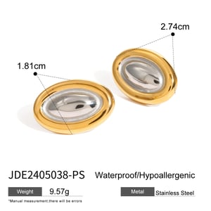 1 paar  gouden roestvrijstalen kleur bijpassende ovale oorbellen internet beroemdheid model dezelfde mode all-match titanium stalen oorbellen dames oorbellen h5 Afbeelding2