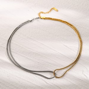 stainless steel and silver color matching flat snake bone chain necklace  cold style unique design titanium steel necklace h5