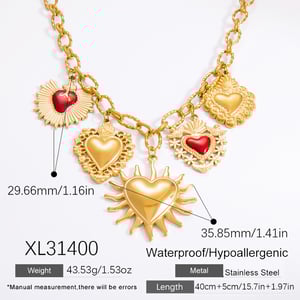 1 piece luxurious series retro heart stainless steel  gold color plated women's pendant necklaces h5 Picture2