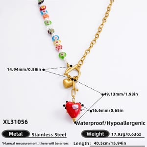 1 piece classic series retro heart stainless steel  gold color plated glass women's pendant necklaces h5 Picture2
