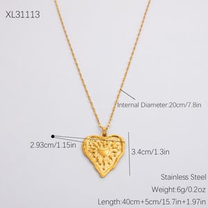 1 piece classic series elegant heart stainless steel  gold color plated women's pendant necklaces h5 Picture2