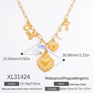 1 piece romantic series elegant heart stainless steel  gold color plated artificial pearl women's pendant necklaces h5 Picture2