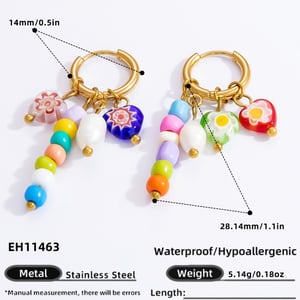 1 pair romantic series cute heart stainless steel  gold color plated glass women's drop earrings h5 Picture2