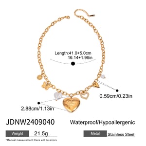 1 Piece Classic Series Exquisite Heart Shape Buttterfly Stainless Steel Gold Color Women's DIY Pendant Necklaces h5 Picture2