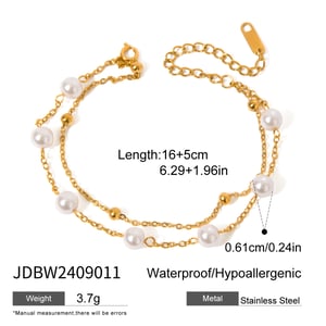 1 Piece Luxurious Series Classic Beads Stainless Steel Gold Color Women's Beaded Bracelets h5 Picture2