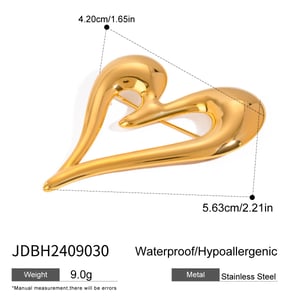1 Piece Romantic Series Elegant Chic Heart Shape Stainless Steel Gold Color Women's Brooches h5 Picture2