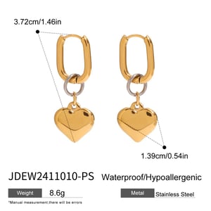 1 Pair Modern Series Classic Heart Shape Stainless Steel Gold And Silver Mixed Color Women's Drop Earrings h5 Picture2