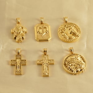 1 Pair 3D Embossed Priest Pendant Unisex Men's Necklace h5 Picture2