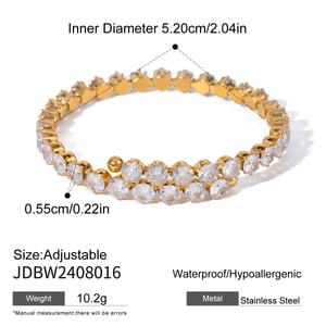 1 Piece Stainless Steel Gold Color Zircon Cuff Bracelet h5