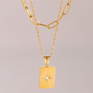 1 piece simple series simple geometric stainless steel  gold plated rhinestone women layered necklaces h5 Picture2