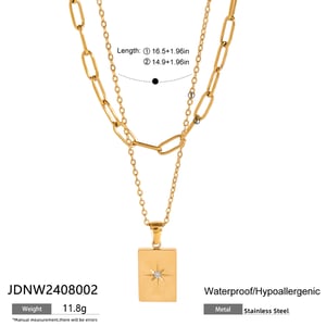 1 piece simple series simple geometric stainless steel  gold plated rhinestone women layered necklaces h5