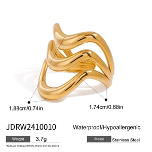1 Piece Simple Series Casual Geometric Stainless Steel   Gold Color  Women's Adjustable Rings h5