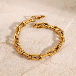 1 Stück Simple Series Klassische geometrische Edelstahl 18 Karat vergoldete Damen-Kettenarmbänder h5 Bild2